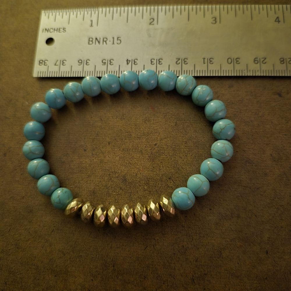 New Plunder Turquoise and Gold Beaded Bracelet